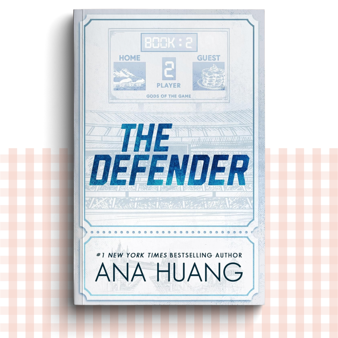 Paperback book cover of 'The Defender' by Ana Huang with a blue design