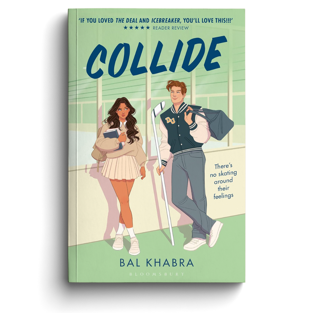 Book cover of 'Collide' by Bal Khabra with illustrations of two people and text on a green background.