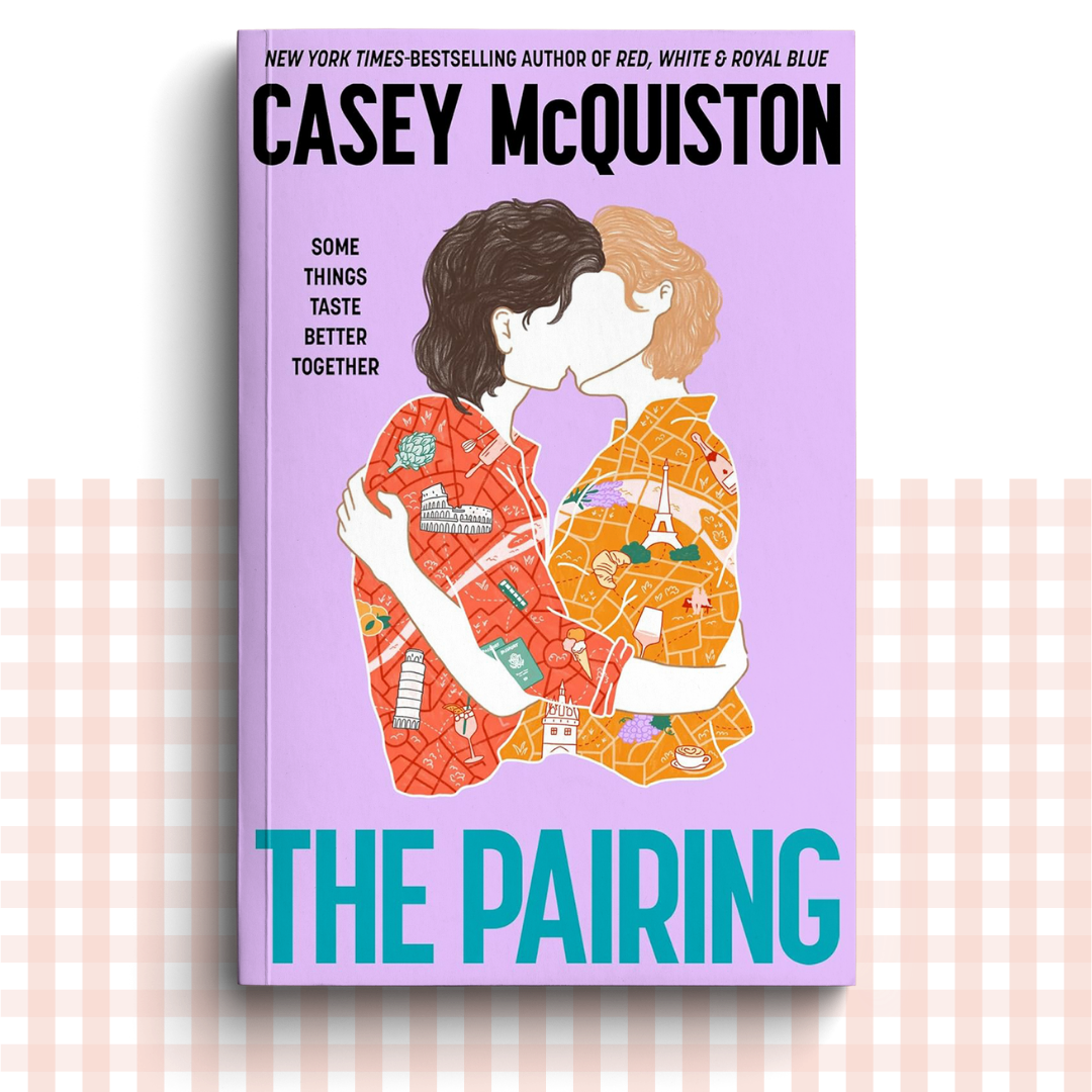 Paperback book cover of 'The Pairing' by Casey McQuiston with two faceless characters embracing on a light purple background.