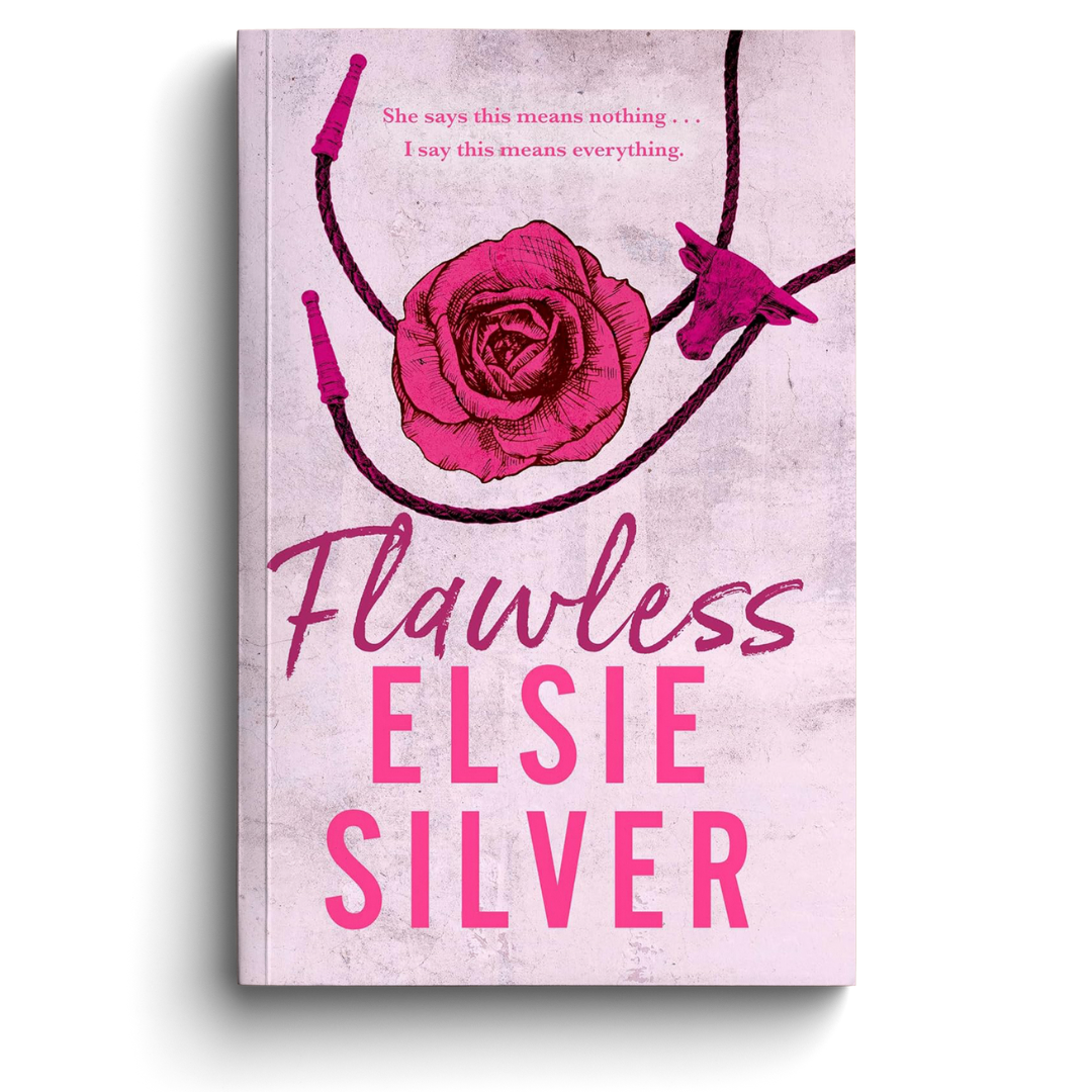 Book cover of 'Flawless' by Elsie Silver with a pink rose and necklace design.