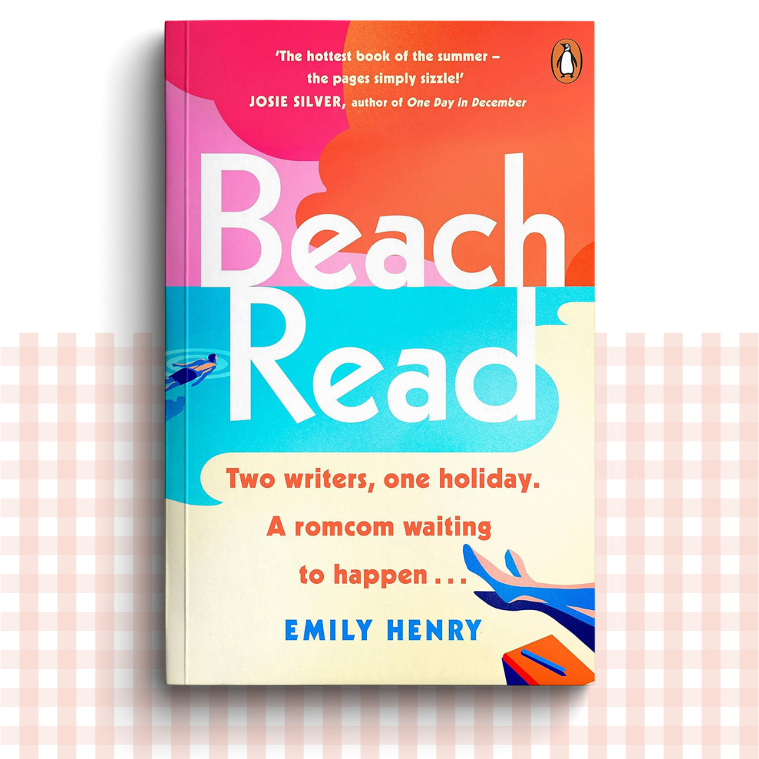 Paperback book cover of 'Beach Read' by Emily Henry with a colourful beach design.