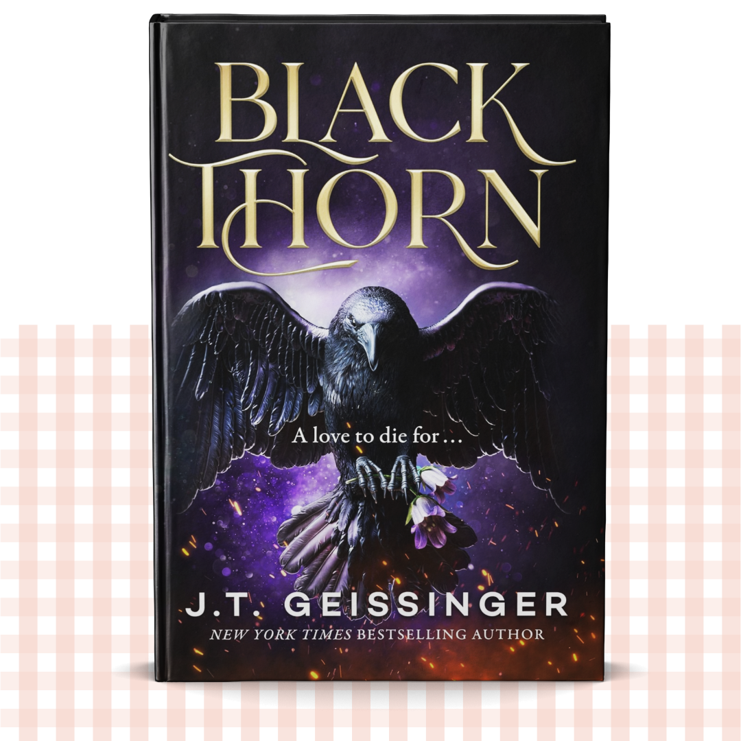Hardback book cover of 'Black Thorn' with a dark eagle and purple background