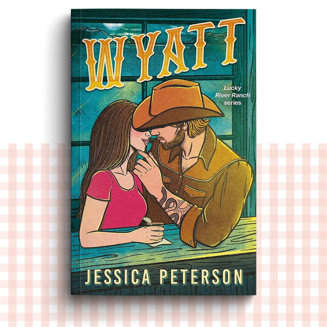 Paperback book cover of 'Wyatt' by Jessica Peterson with a cowboy and a woman in a pink shirt at a bar.