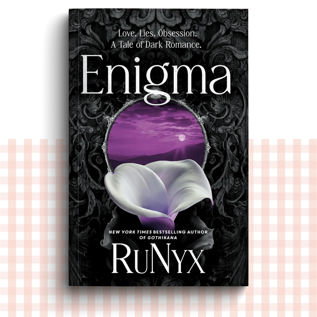 Paperback book cover of 'Enigma' by RuNyx with dark and purple design.