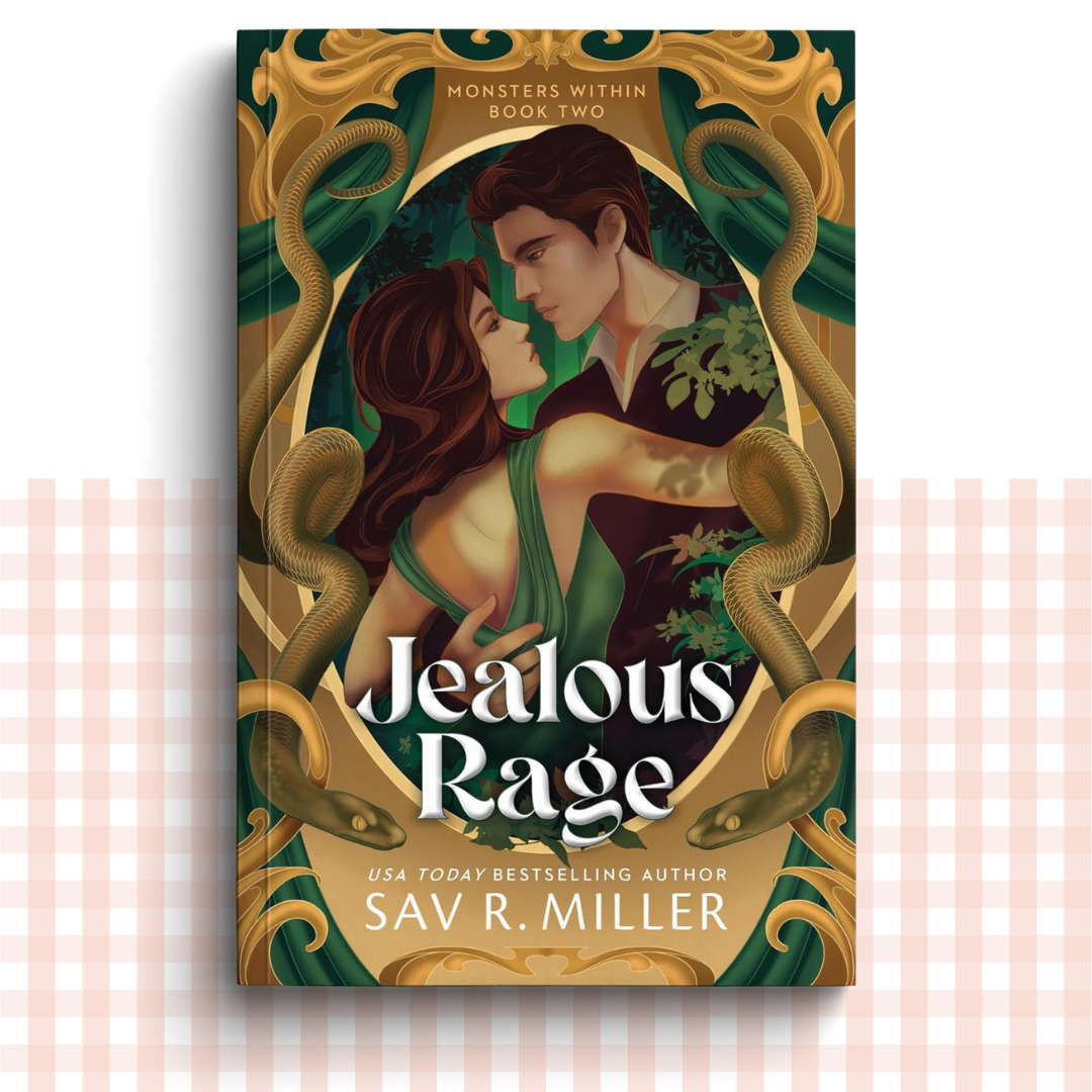 Paperback book cover of 'Jealous Rage' by Sav R. Miller with a green and gold design.