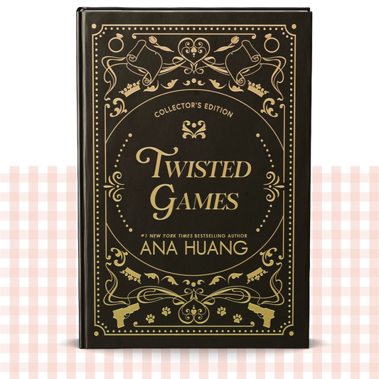 Hardback book cover of 'Twisted Games' by Ana Huang with a decorative gold and yellow design