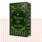 Hardback book cover of 'Twisted Lies' by Ana Huang with decorative green and gold design and butterfly sprayed edges