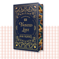 Hardback book cover of 'Twisted Love' by Ana Huang with decorative blue and gold design and sunflower sprayed edges.