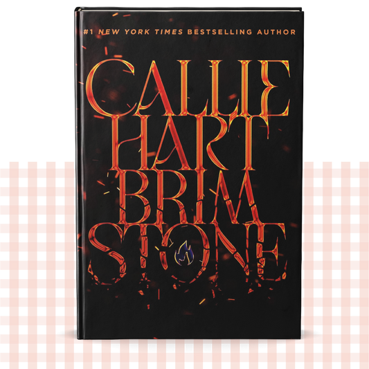 Hardback book cover of 'Brimstone' by Callie Hart with a gold and black design