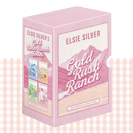 Pink box with 'Elsie Silver's Gold Rush Ranch' branding on a checkered background