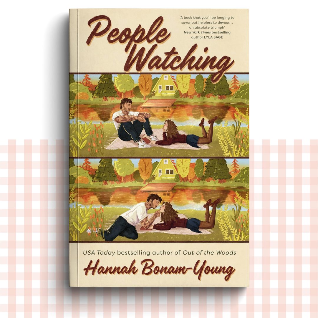 Paperback book cover of 'People Watching' by Hannah Bonam-Young with two illustrations of a couple on a picnic.