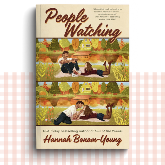 Paperback book cover of 'People Watching' by Hannah Bonam-Young with two illustrations of a couple on a picnic.