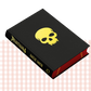Hardback book cover of 'Phantasma' by Kaylie Smith with a yellow skull design on a black cover and red and yellow edges.