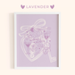 Framed artwork with 'Romance Reader' design on a lavender background