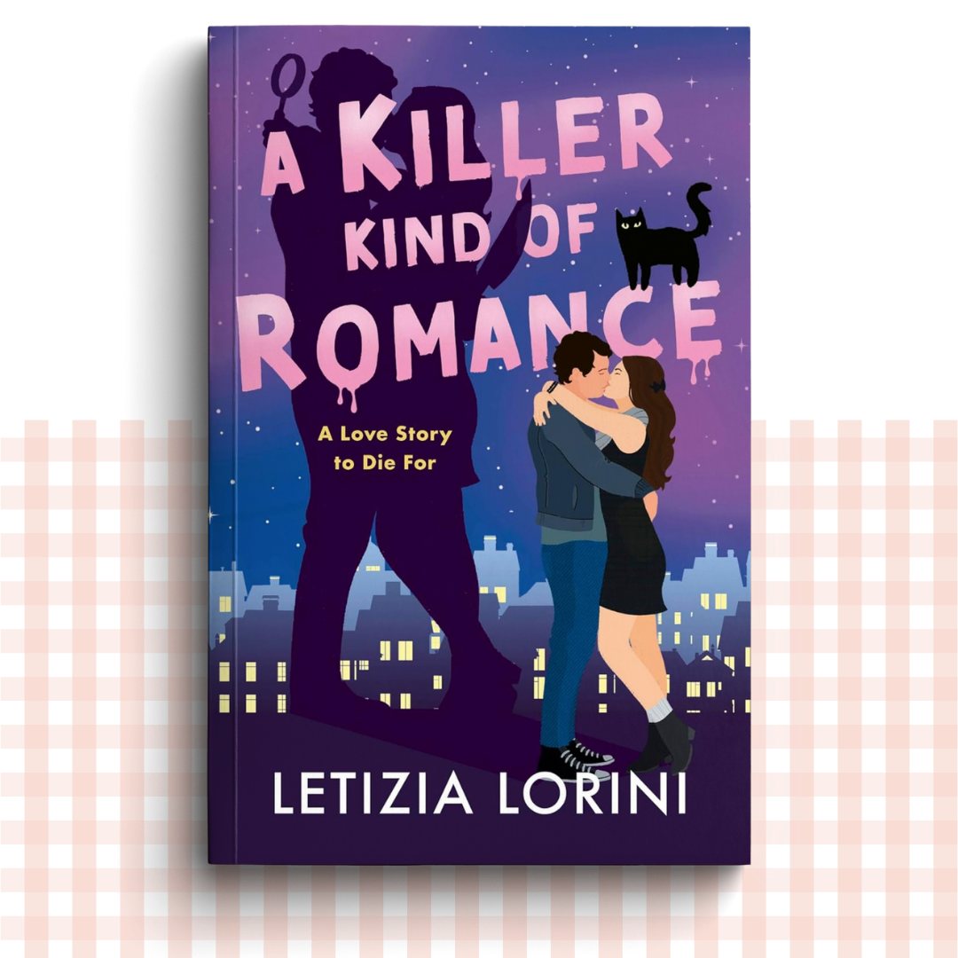 Paperback book cover of 'A Killer Kind of Romance' by Letizia Lorini with a silhouette of a man and woman embracing.