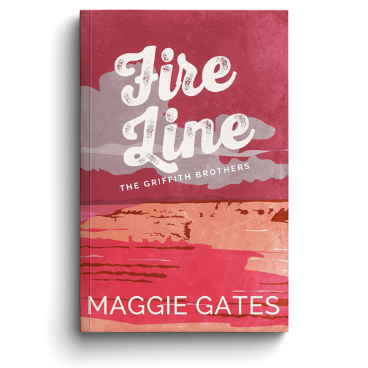 Book cover of 'Fire Line' by Maggie Gates with a red and pink design.