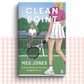 Paperback book cover of 'Clean Point' by Meg Jones with illustrations of a tennis player