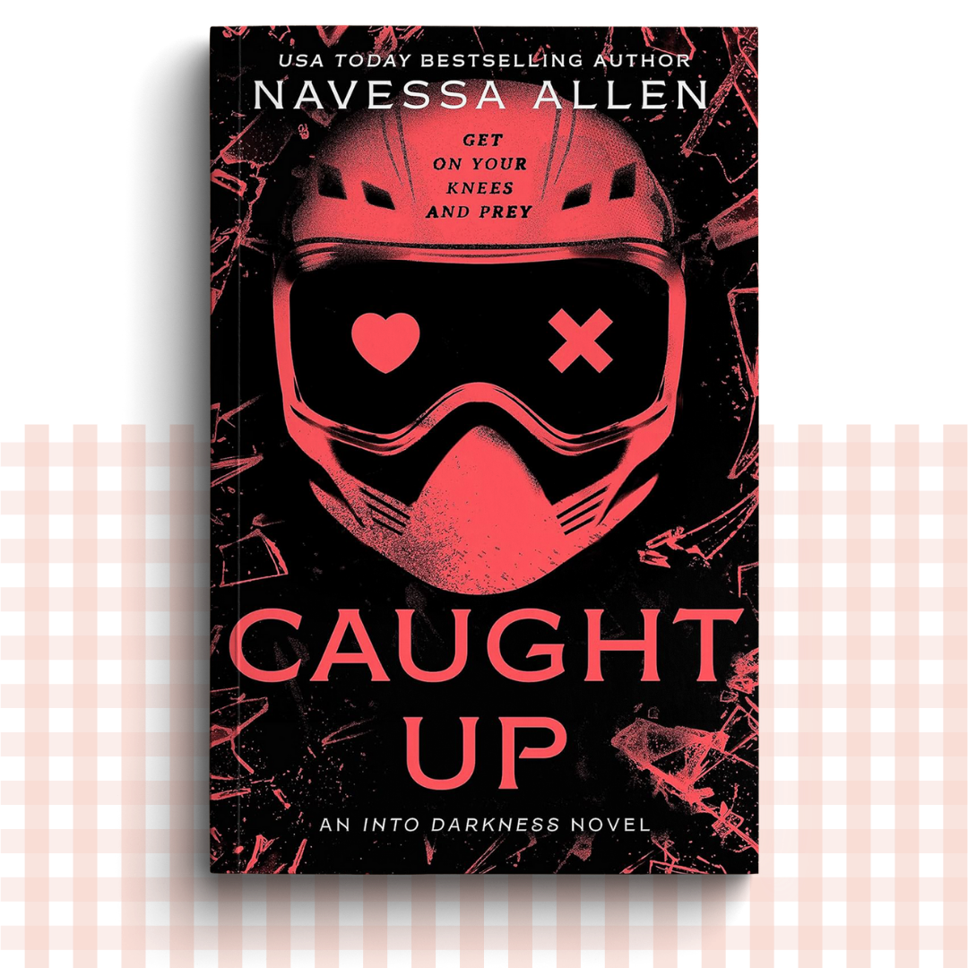 Paperback book cover of 'Caught Up' by Navessa Allen with a helmet design and red text on a dark background.