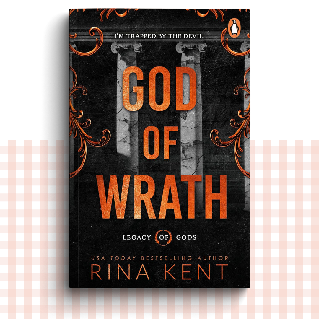 Paperback book cover of 'God of Wrath' by Rina Kent with a dark black and orange cover design.