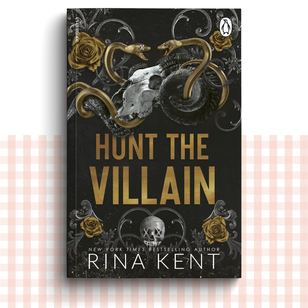 Paperback book cover of 'Hunt the Villain' by Rina Kent with gold decorative elements