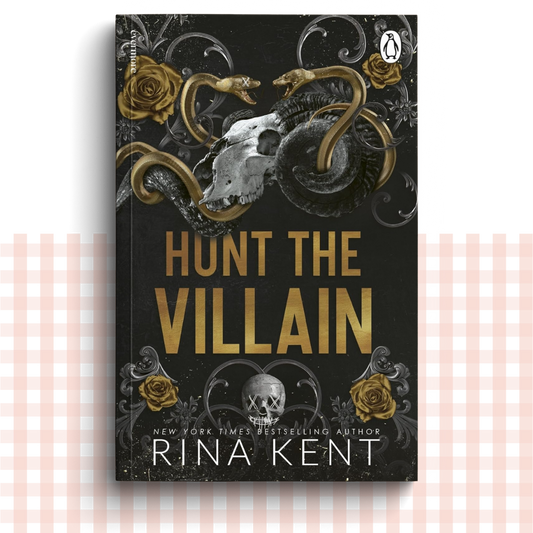Paperback book cover of 'Hunt the Villain' by Rina Kent with gold decorative elements