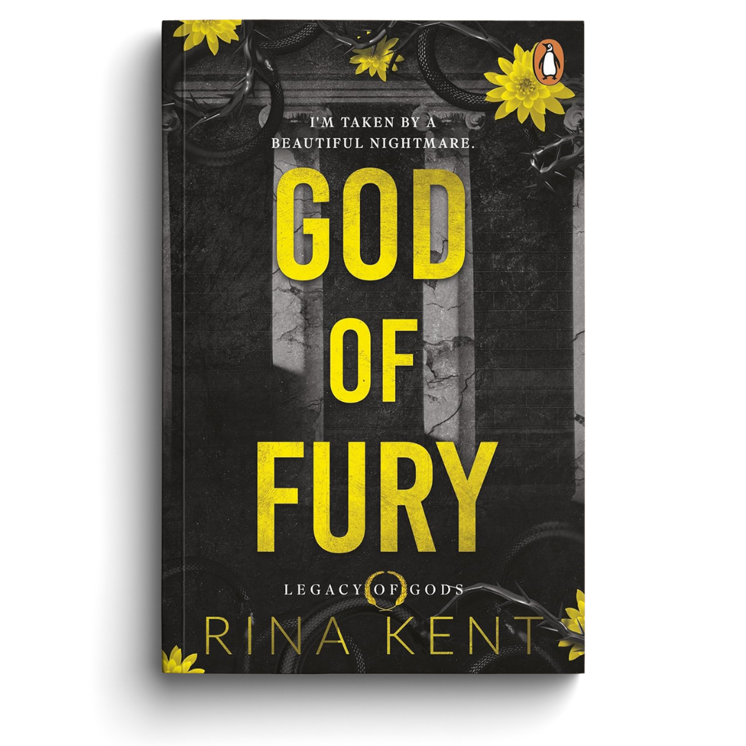 Book cover of 'God of Fury' by Rina Kent with yellow text on a dark background