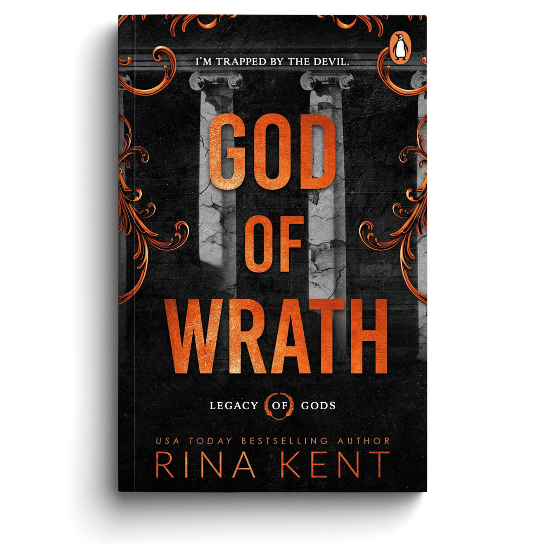 Book cover of 'God of Wrath' by Rina Kent with dark background and orange text.