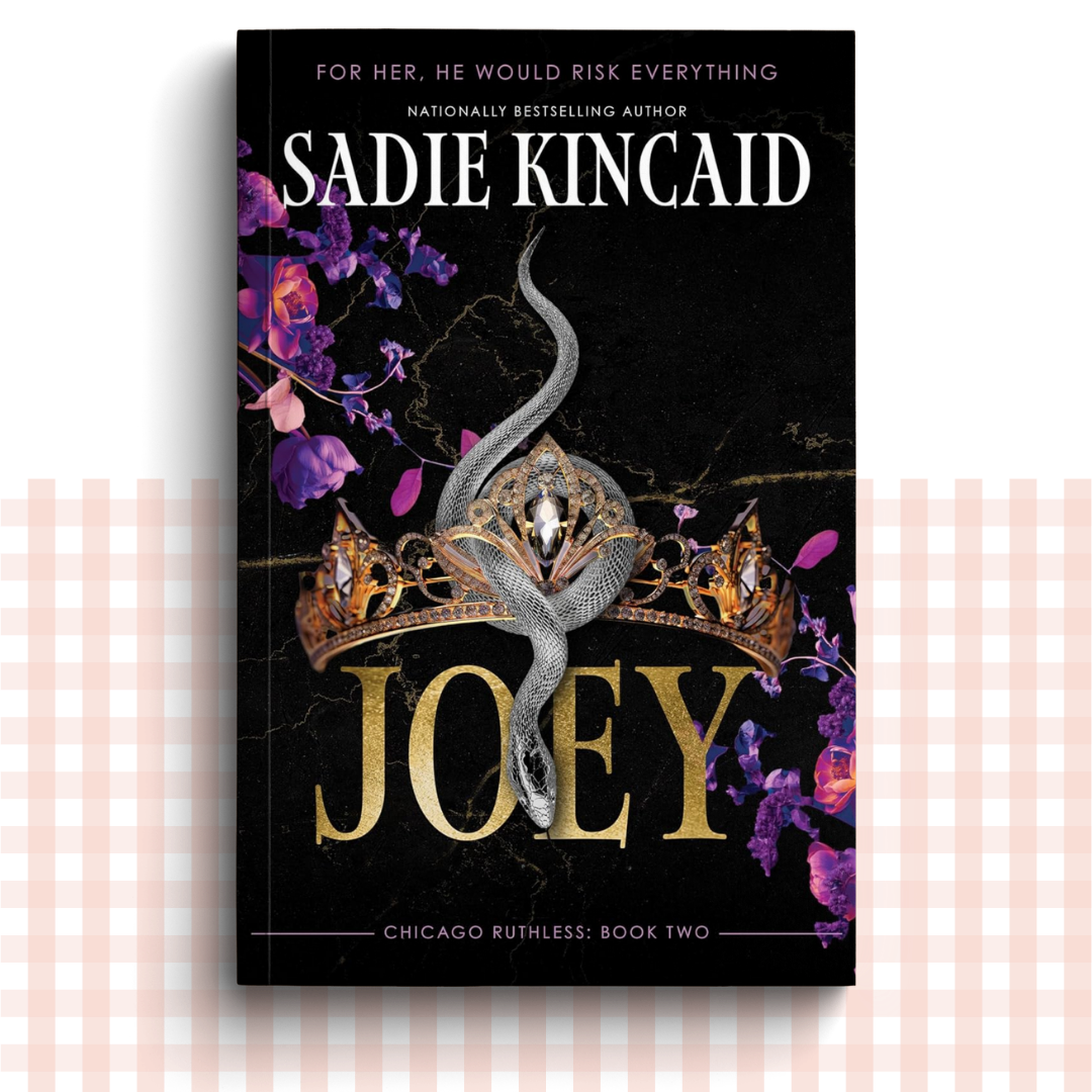 Paperback book cover of 'Joey' by Sadie Kincaid with a snake and crown design on a dark background.