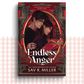 Paperback book cover of 'Endless Anger' by Sav R. Miller with a romantic illustration of the two characters on a red background.