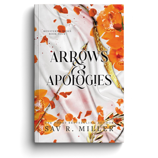 Book cover of 'Arrows & Apologies' with floral design and Sav R. Miller's name.