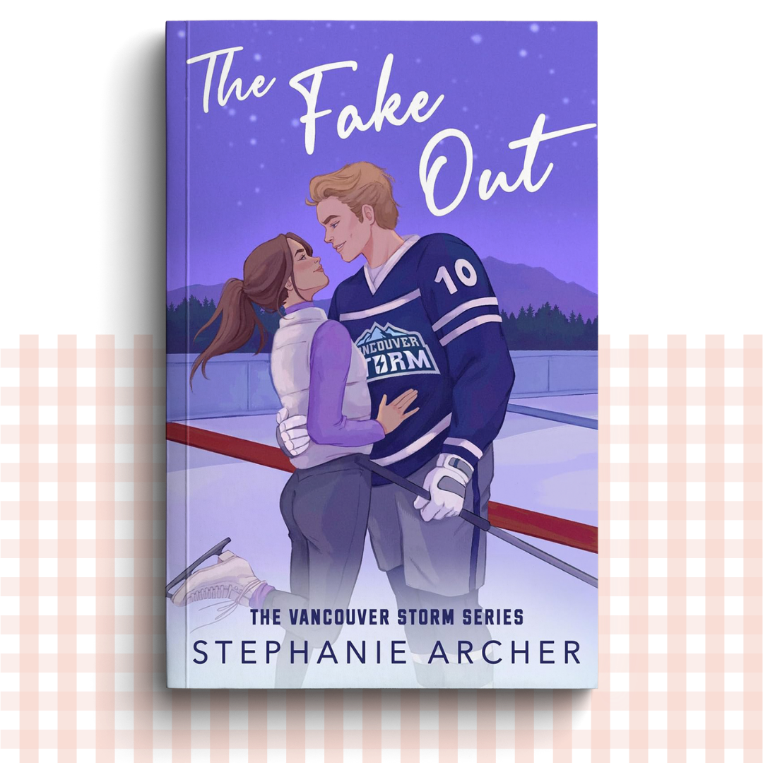 Paperback book cover of 'The Fake Out' by Stephanie Archer with a couple on an ice rink.